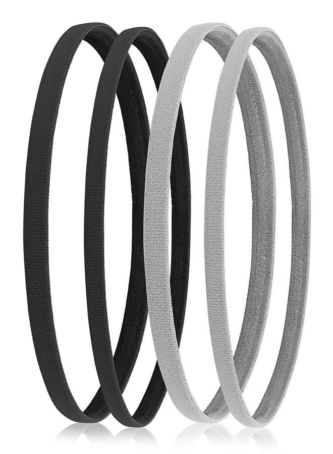 Sibba 4 Pieces Athletic Sports Headband Elastic Thin Hair Bands Non Slip Silicone Grip Skinny Yoga Exercise Soccer Sweatband Headwear for Boys Men Girls Women - Image 1